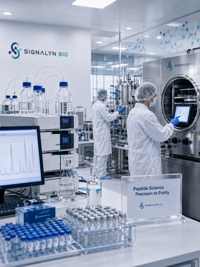 Custom peptide synthesis laboratory and analytical equipment at Signalyn Bio