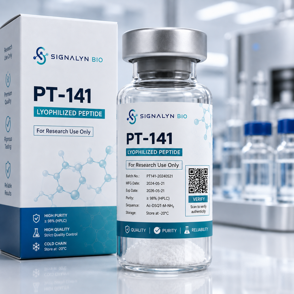 PT-141 research peptide vial and packaging at Signalyn Bio