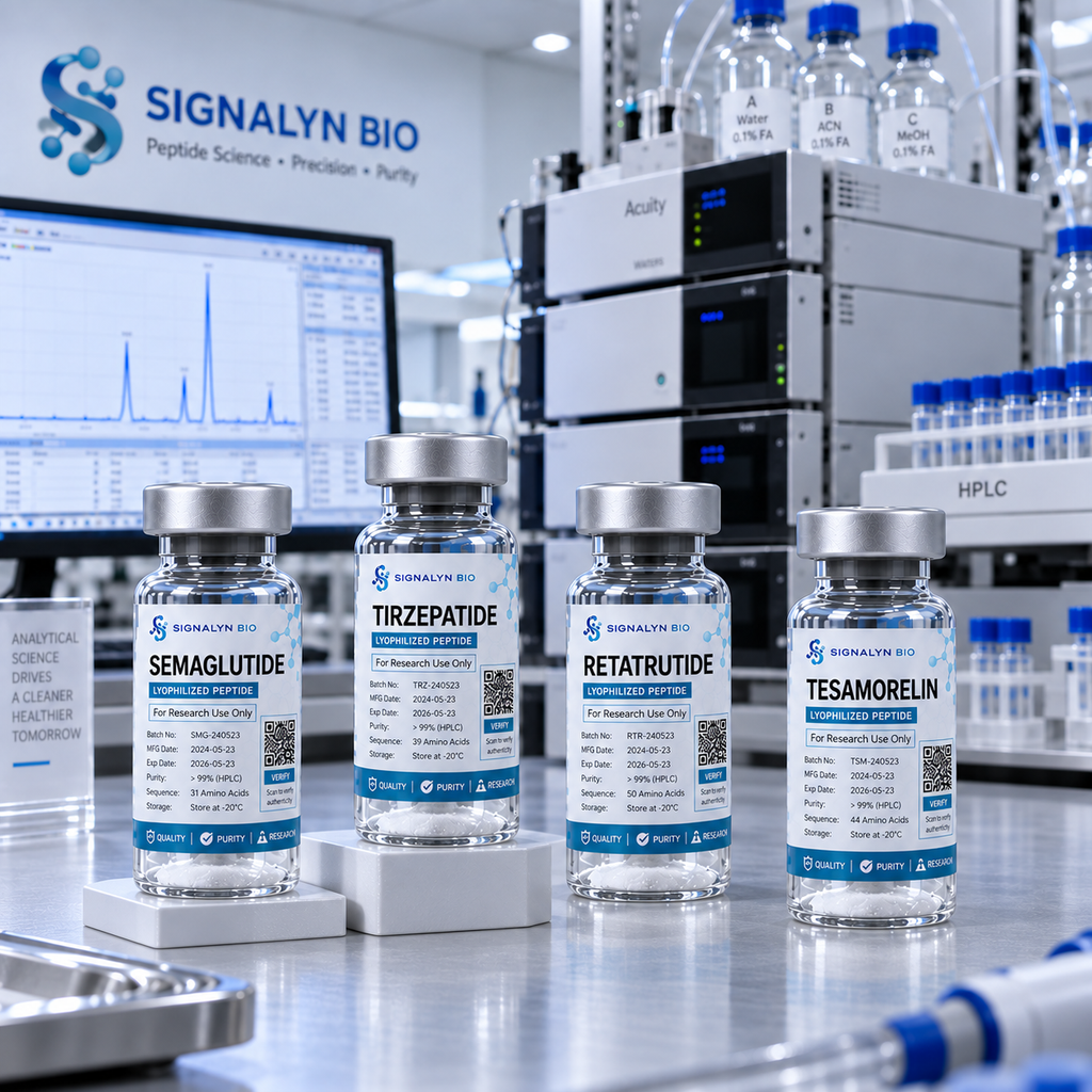 Semaglutide, Tirzepatide and Retatrutide metabolic research peptide products at Signalyn Bio